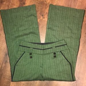 Anthropologie Olive Green Wide-Leg Pants